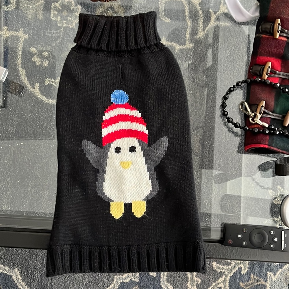 Fab dog holiday penguin turtleneck sweater